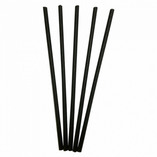 Straight stripes black straw 0.6 x 21cm / 8" - Sold by 250 - Decorated straws - AZ boutique