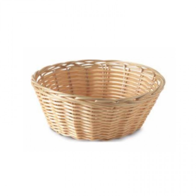 Round polypropylene bread basket 8" / 20cm - wicker aspect