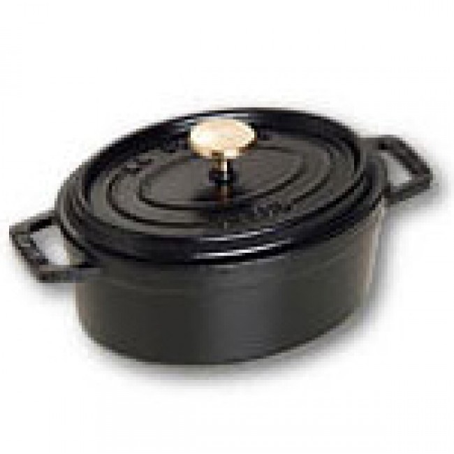 Oval cast iron cocotte 6.6 in / 17 cm - black
