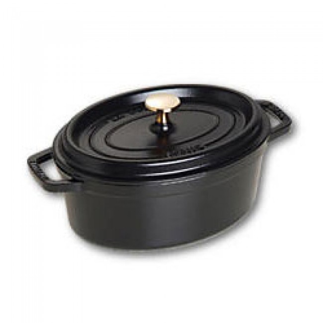 Oval cast iron cocotte 9 in / 23 cm - black