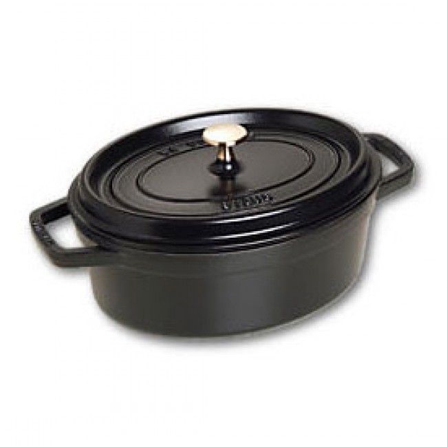 Oval cast iron cocotte 11 in / 27 cm - black