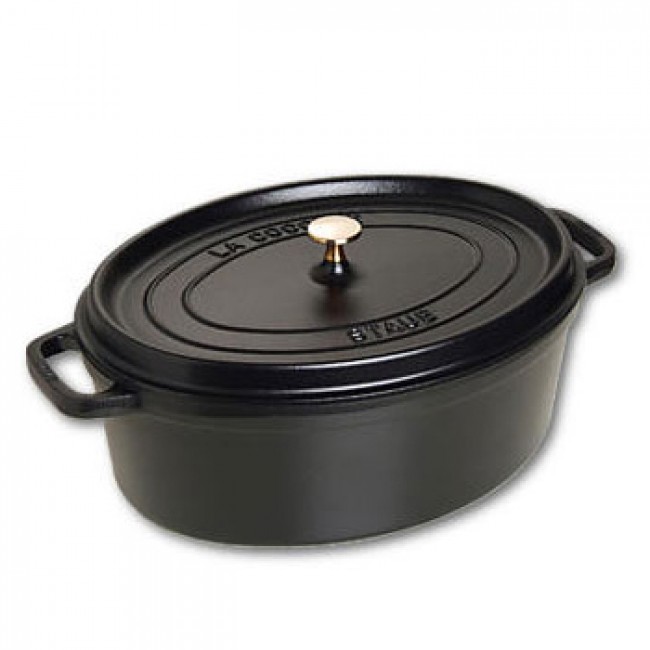 Oval cast iron cocotte 14.5 in / 37 cm - black