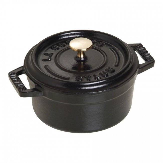 Round cast iron cocotte 4 in / 10 cm - black