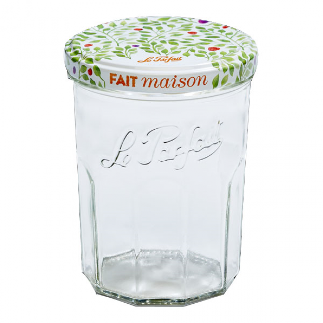 Confiturier en verre 385ml avec couvercle à vis 82mm - le parfait