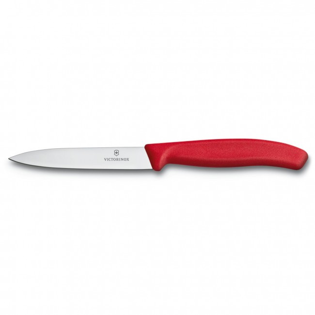 Paring knife with 10cm / 3.94" smooth blade and red synthetic handle - swissclassic - victorinox