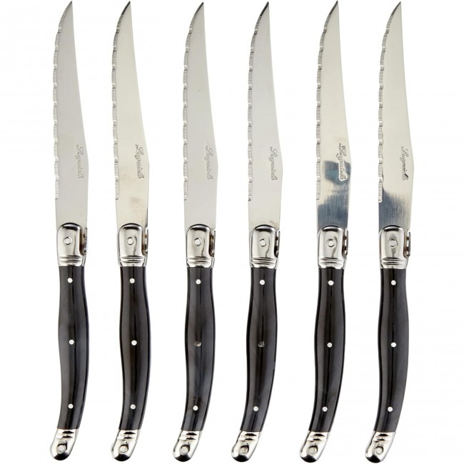 Ménagère 24 pièces bleue en inox - Range couverts en bois - Laguiole - Jean Dubost