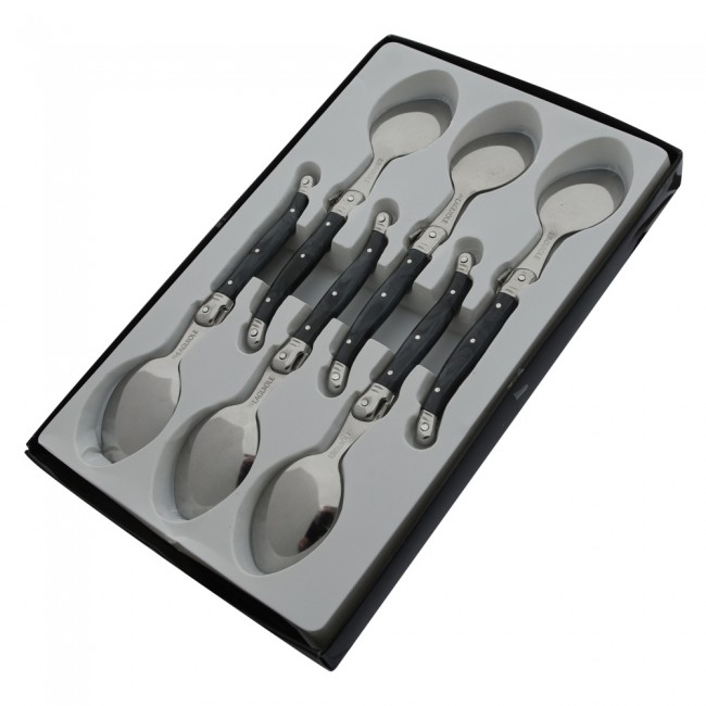 Ménagère 24 pièces bleue en inox - Range couverts en bois - Laguiole - Jean Dubost