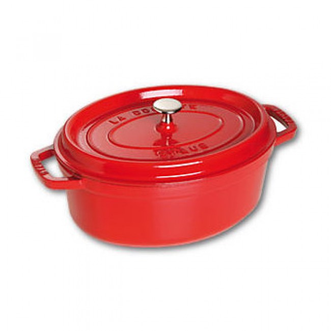 Oval cast iron cocotte 11.4 in / 29 cm - cherry red