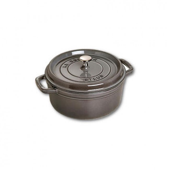 Round cast iron cocotte 9.4 in / 24 cm - graphite grey