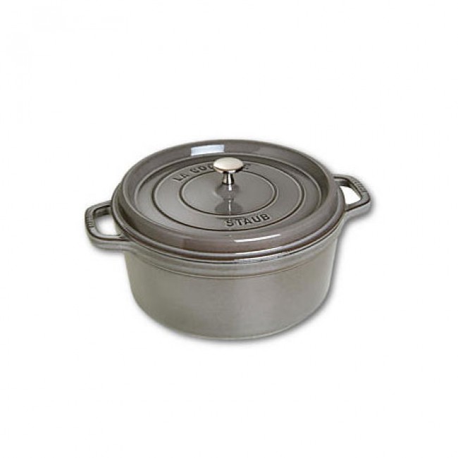 Round cast iron cocotte 10.2 in / 26 cm - graphite grey