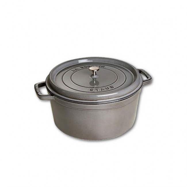 Round cast iron cocotte 11.8 in / 30 cm - graphite grey