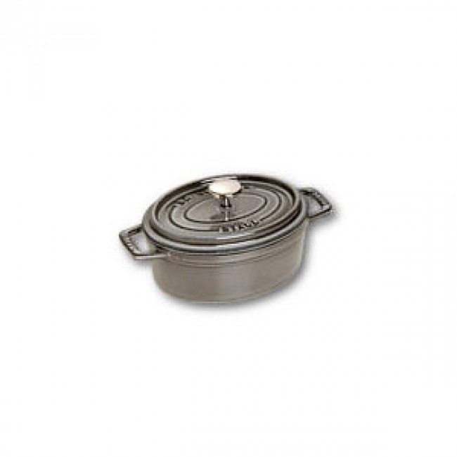 Oval cast iron cocotte 6.6 in / 17 cm - graphite grey