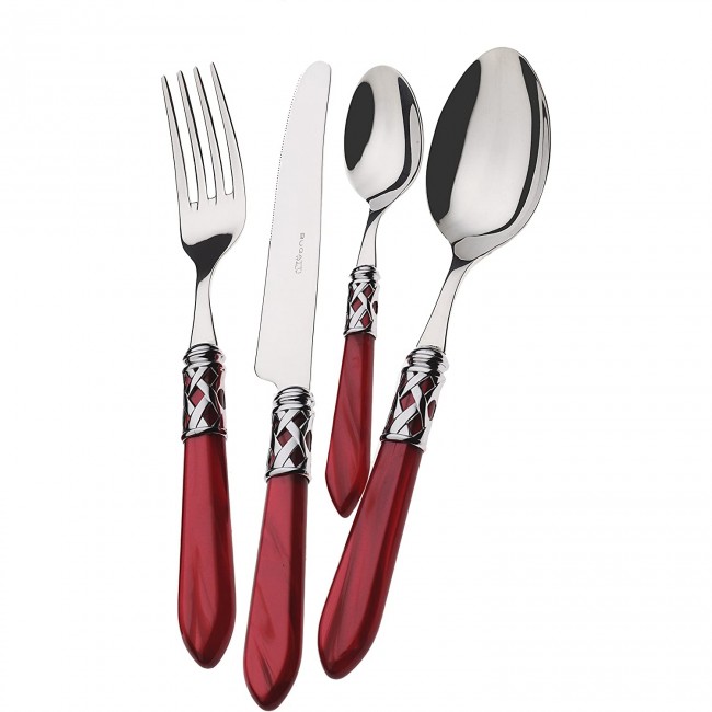 Ménagère 24 pièces bleue en inox - Range couverts en bois - Laguiole - Jean Dubost