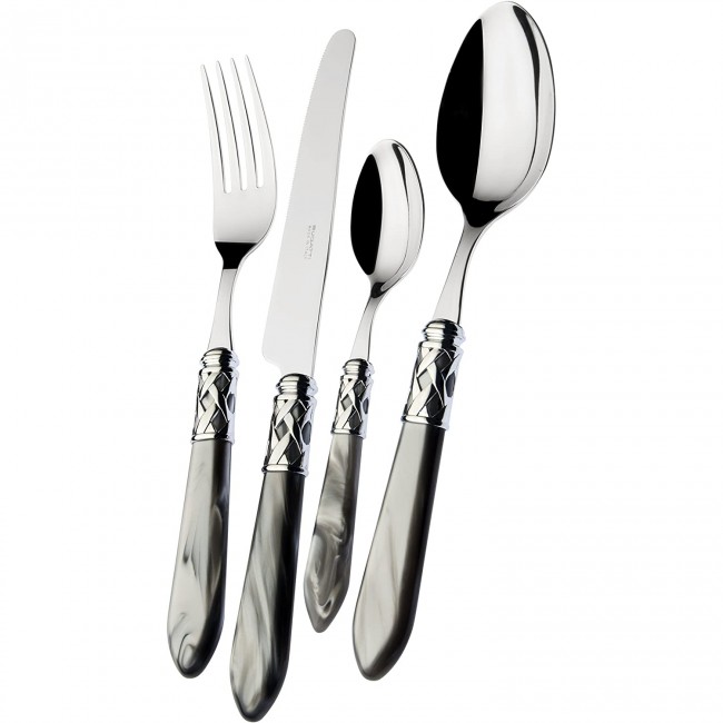 Ménagère 24 pièces bleue en inox - Range couverts en bois - Laguiole - Jean Dubost