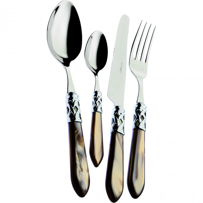 Ménagère 24 pièces bleue en inox - Range couverts en bois - Laguiole - Jean Dubost