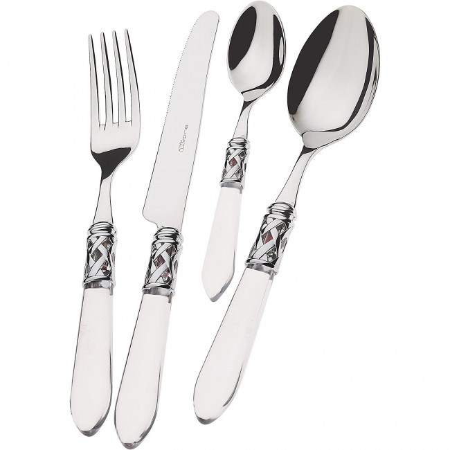 Ménagère 24 pièces bleue en inox - Range couverts en bois - Laguiole - Jean Dubost