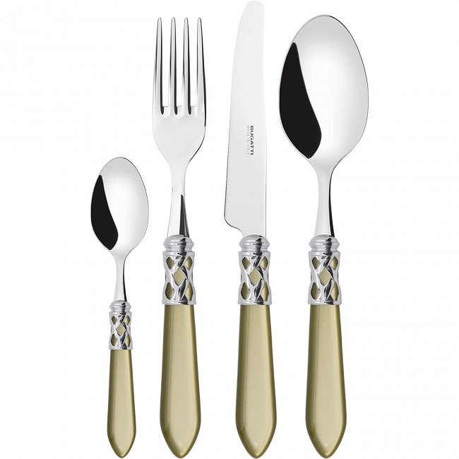 Ménagère 24 pièces bleue en inox - Range couverts en bois - Laguiole - Jean Dubost