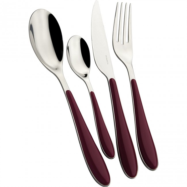 Ménagère 24 pièces bleue en inox - Range couverts en bois - Laguiole - Jean Dubost