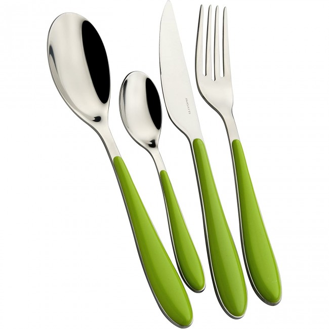 Ménagère 24 pièces bleue en inox - Range couverts en bois - Laguiole - Jean Dubost