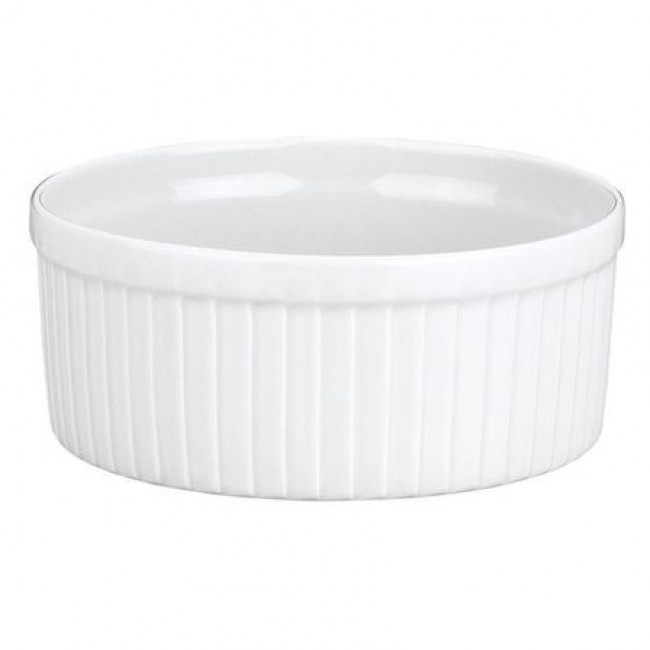 Porcelain classic pleated soufflé dish 10 oz / 30 cl white 4 in / 10 cm - Set of 12