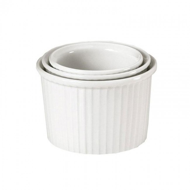 Porcelain pleated deep soufflé dish 61oz / 180cl white 7" / 18.5cm