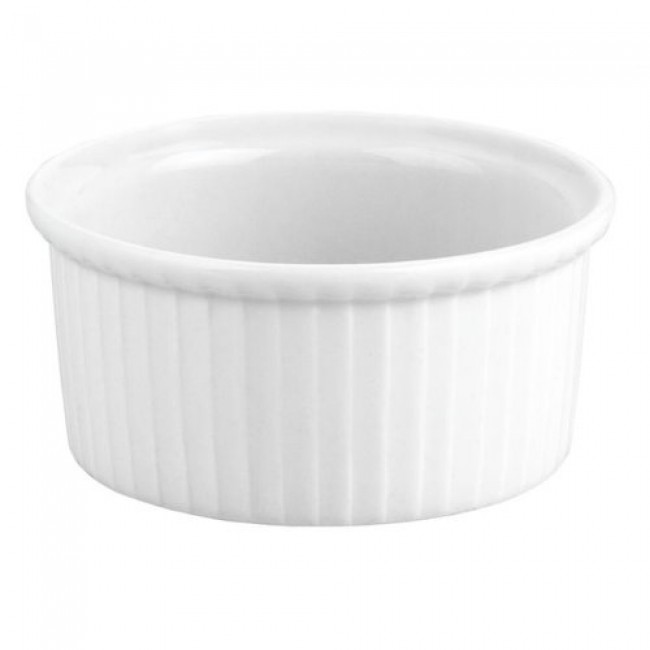 Porcelain pleated deep soufflé dish 12 oz / 35 cl white 4 in / 10 cm - Set of 12