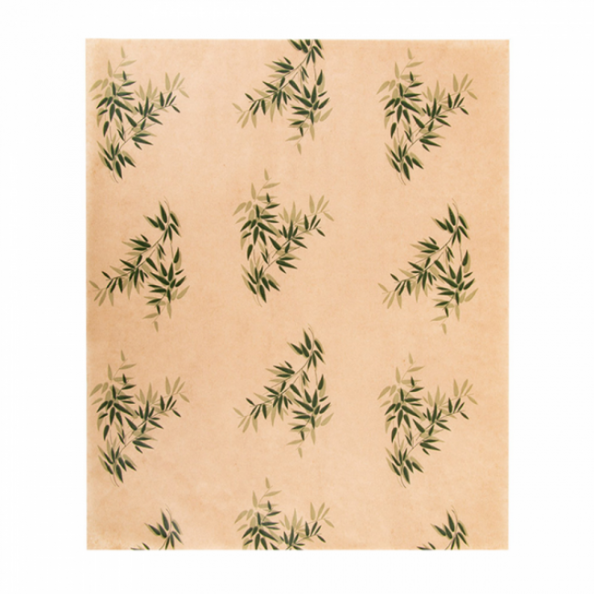 Hamburger wrapping anti-grease parchment paper 11x13" (28x34cm) green leaves patterns - Set of 1000 - Feel Green - AZ Boutique