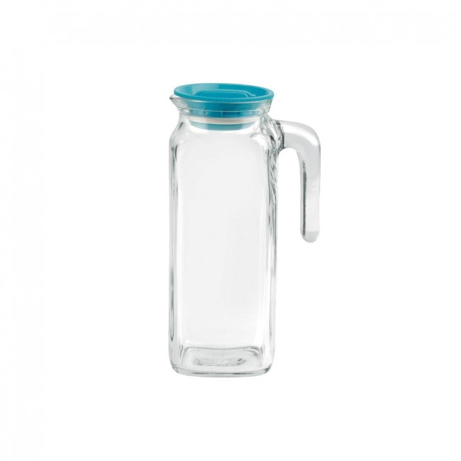 Glass jug 32 oz / 1 L blue plastic lid - Frigoverre - Bormioli Rocco