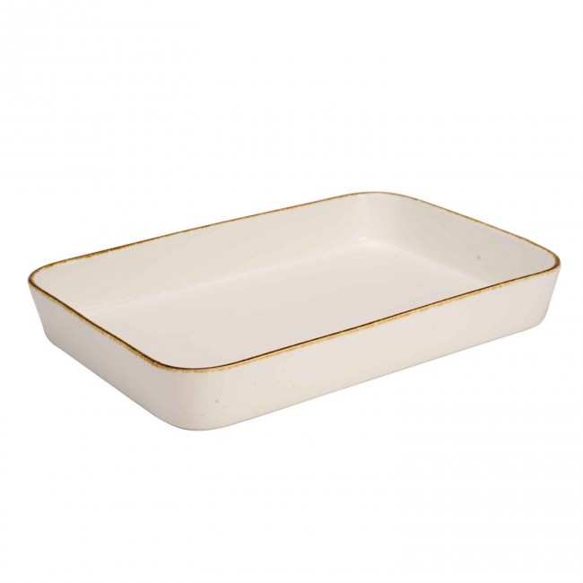 Porcelain rectangular white gratin dish 14 x 9 x 2 " / 35.5 x 24.5 x 5 cm