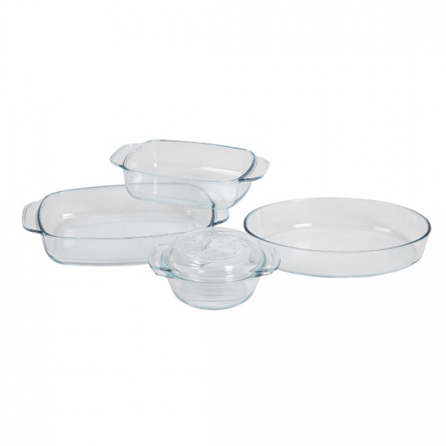Set of 4 glass oven plates