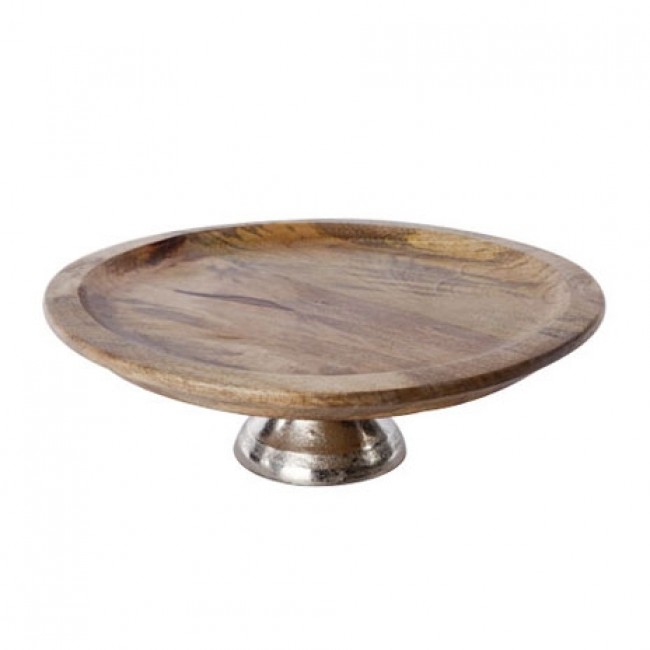 Wooden aluminium round cake stand 1 level 16 x 5 in / 40 x 13 cm