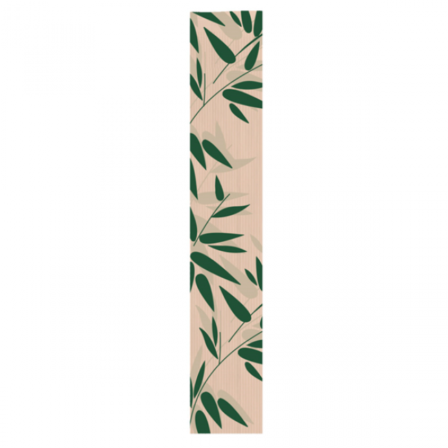 Brown kraft baker wrapper 32g/m² 5x3x26" (12x7x66cm) green leaves patterns - Set of 100 - Feel Green - AZ Boutique