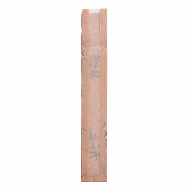 Brown kraft bread wrapper 32g/m² 4x2x24" (9x4x60cm) green leaves patterns - Set of 250 - Feel Green - AZ Boutique