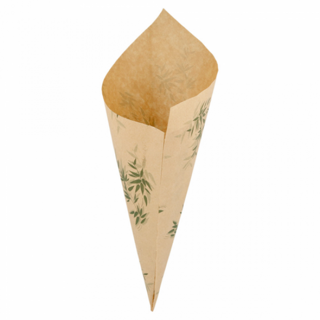 Anti-grease parchment paper cone 12x8" (29.5x21cm) green leaves patterns - Set of 2000 - Feel Green - AZ Boutique