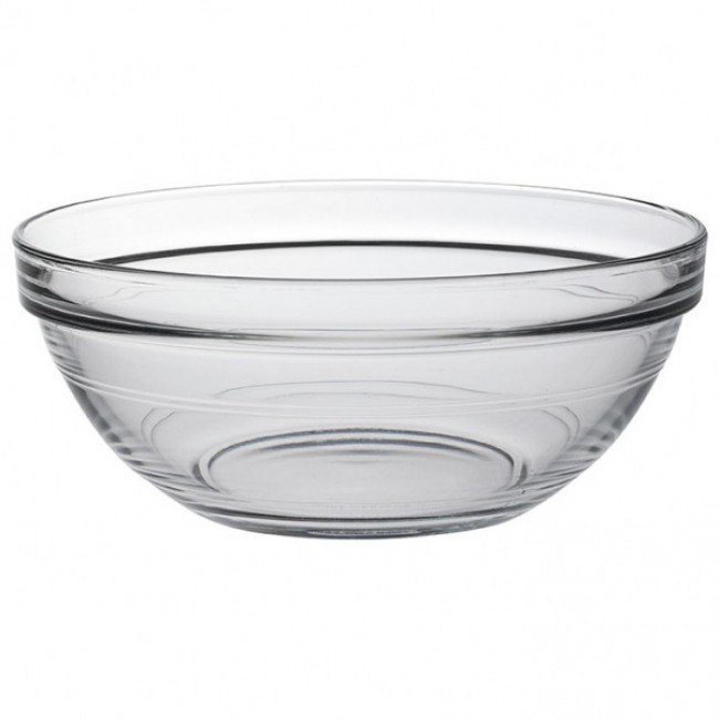 Stackable round salad bowl 6.7 in / 17 cm in tempered glass
