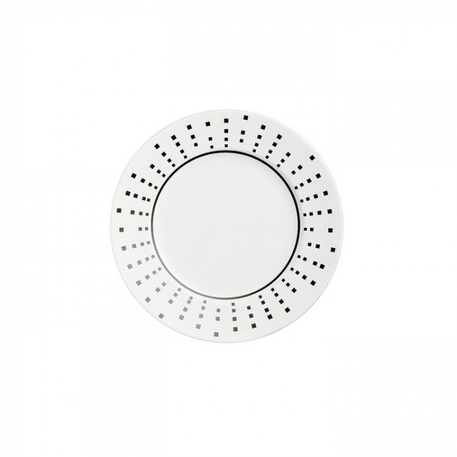 Porcelain round flat coffee saucer 5 in / 12.5 cm with black square patterns