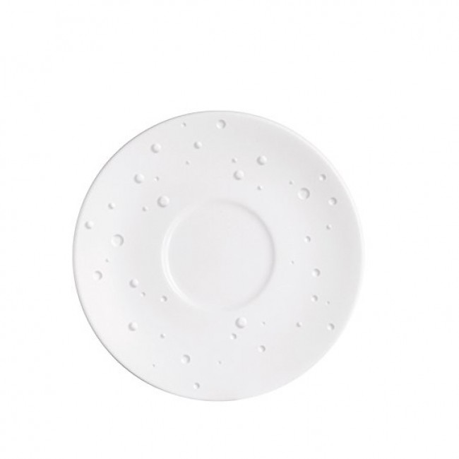 White porcelain coffee saucer with water droplets design 4,75 in / 12.5 cm