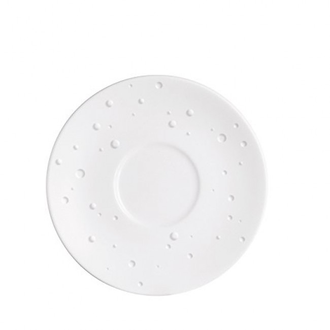 White porcelain tea saucer with water droplets design 5,5 in / 14.5 cm