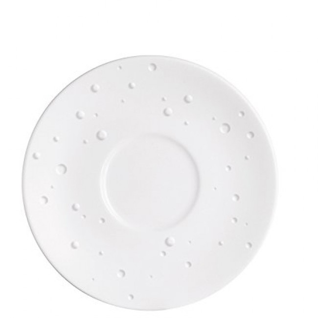 White porcelain lunch saucer with water droplets design 6,5 in / 16.5 cm