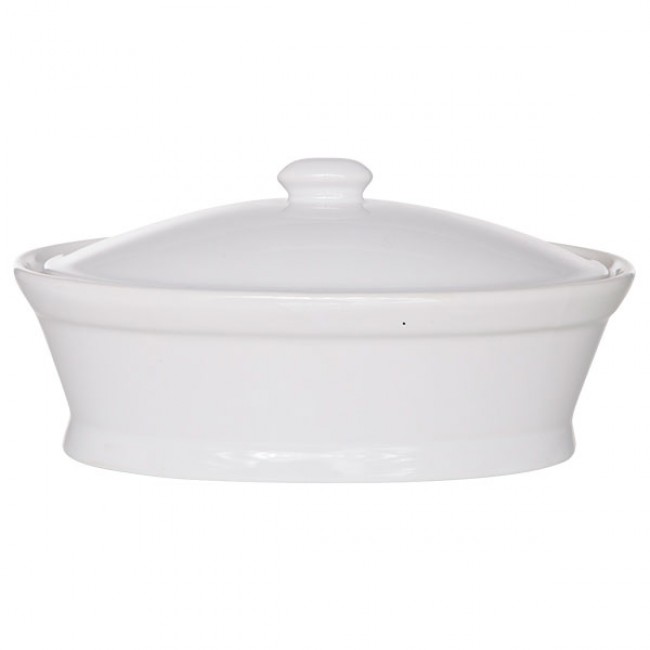 White oval terrine pâté with lid 20.2x12.5cm - Cosy & Trendy