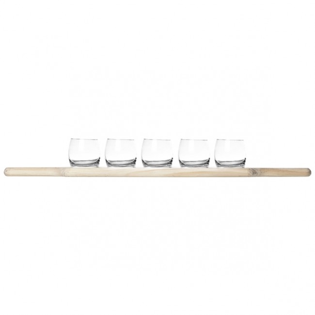 5 Appetizer glasses 5 oz / 15 cl on wooden tray - Set of 5