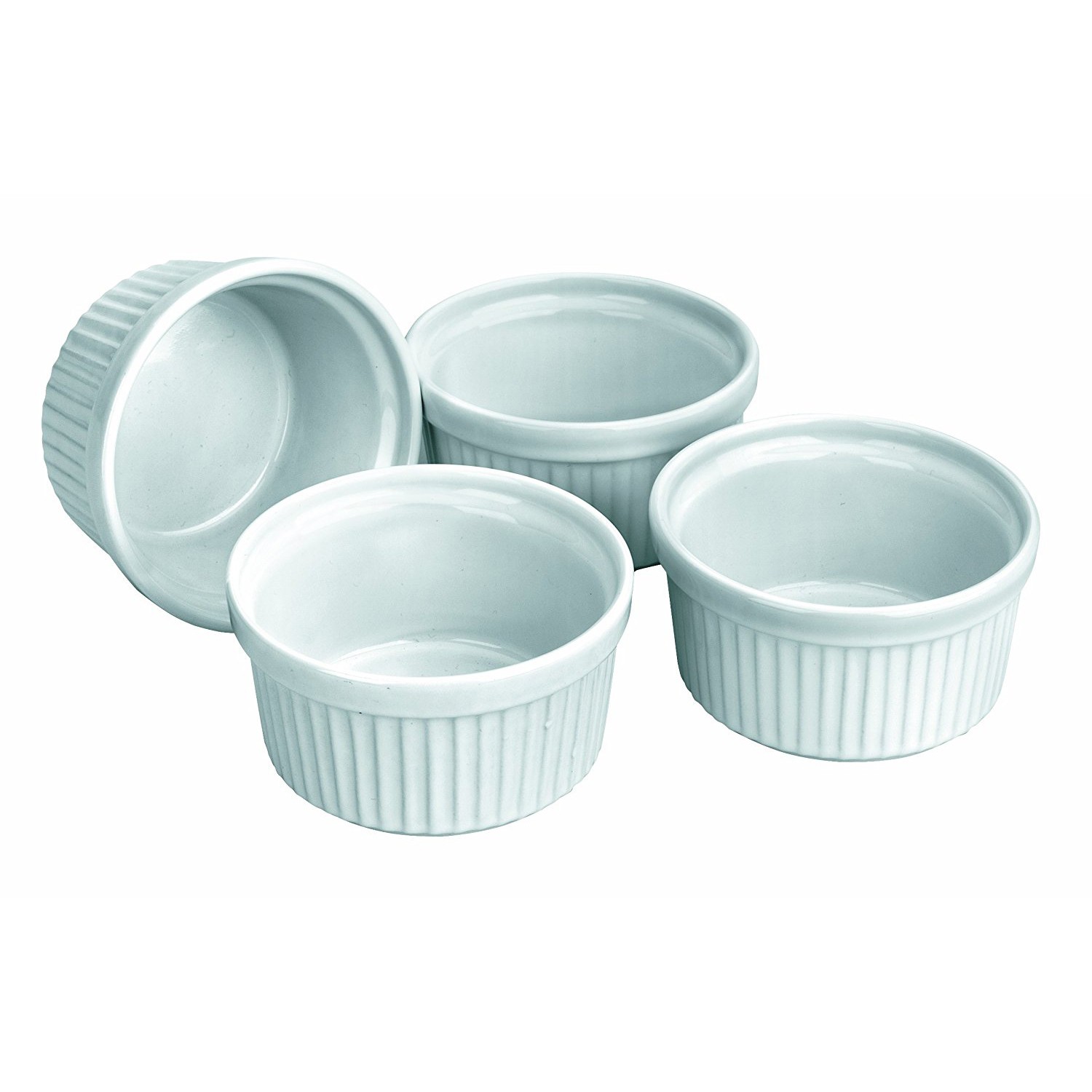 Lot de 4 ramequins ronds en faïence blanche