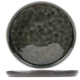 Dessert plate black and green 8" / 21cm - Set of 6