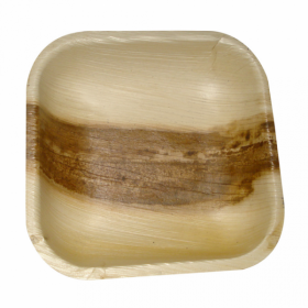 Disposable square areca plate natural color 11.5x1.5 cm / 4.3 x 0.3" - Set of 25
