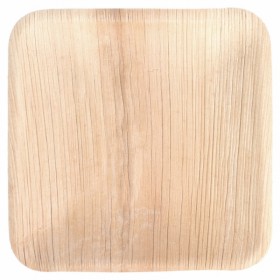 Disposable square areca plate natural color 15x1.5 cm / 6 x 0.3" - Set of 25