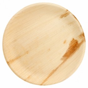 Disposable areca plate natural color Ø 23x2 cm / Ø 9 - Set of 25