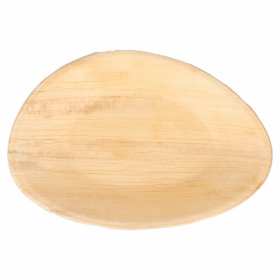 Disposable oval areca plate natural color 17x12x2cm / 6.6 x 4.7 x 0.7" - Set of 25