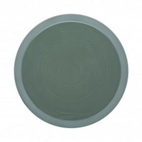 Sandstone round flat plate 11.4" / 29cm green clay - singly sold
