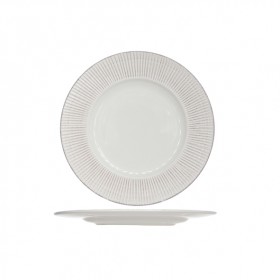 Round flat plate 11" / 28cm white patina - Singly sold