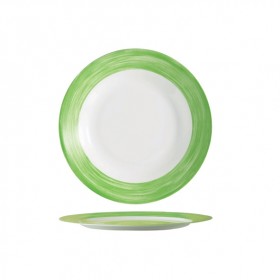 Round dinner plate white/green 9.1 in / 23.5 cm - Set of 6